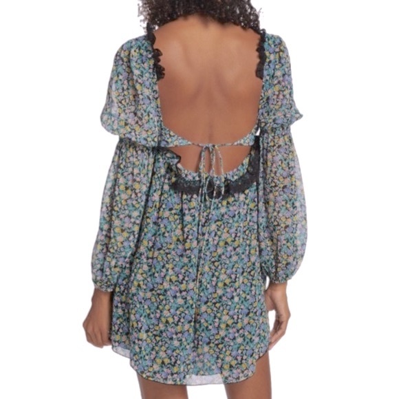 NWT FREE PEOPLE Pennie Babydoll Minidress in Green Combo - Picture 6 of 13